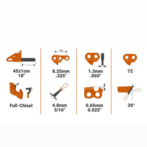 18 Inch Saw Chain .325 Picth .050 Gauge 72 DL For Echo Echo CS-440 CS-4000 CS-450 CS-4500 CS-4600 CS-490 Husqvarna 36 41 136 141 243 Chainsaw 18 Inch Saw Chain .325 Picth .050 Gauge 72 DL For Echo Echo CS-440 CS-4000 CS-450 CS-4500 CS-4600 CS-490 Husqvarna 36 41 136 141 243 Chainsaw