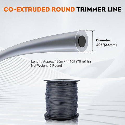 5 Pounds Round Trimmer Line .095-inch for Sthil FS55R FS45 FS80R FS85R Echo SRM225 SRM210 SRM230 Husqvarna 128LD Trimmer 2.4mm 1425-Feet 5 Pounds Round Trimmer Line .095-inch for Sthil FS55R FS45 FS80R FS85R Echo SRM225 SRM210 SRM230 Husqvarna 128LD Trimmer 2.4mm 1425-Feet