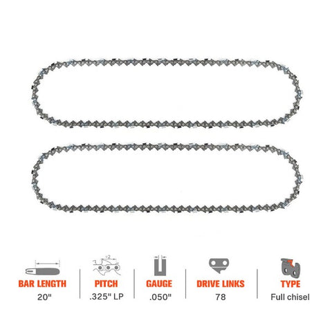 20 Inch Chain .325 Pitch .050 Gauge 78 DL For Oregon H78 M78 Husqvarna 235 240 440 136 141 142 Jonsered CS 2255 2250 Chainsaw Full Chisel 20 Inch Chain .325 Pitch .050 Gauge 78 DL For Oregon H78 M78 Husqvarna 235 240 440 136 141 142 Jonsered CS 2255 2250 Chainsaw Full Chisel