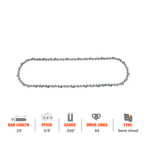 Hipa Ripping Chain 3/8" .050" 84 DL 24 Inch For Husqvarna 460 Racher 562XP 572XP 390XP 395XP 372XP Echo CS-620P Stihl Poulan Chainsaw Hipa Ripping Chain 3/8" .050" 84 DL 24 Inch For Husqvarna 460 Racher 562XP 572XP 390XP 395XP 372XP Echo CS-620P Stihl Poulan Chainsaw