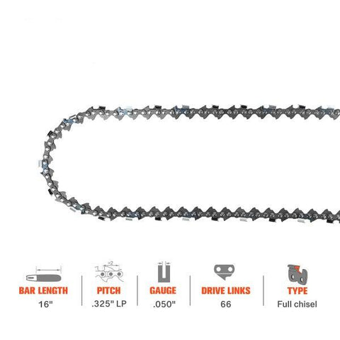 16 Inch .325 .050 66 DL Full Chisel Saw Chain For Echo CS450 CS490 CS510 CS530 Husqvarna 254 340 345 351 353 Oregon 20BP066G Chainsaw 16 Inch .325 .050 66 DL Full Chisel Saw Chain For Echo CS450 CS490 CS510 CS530 Husqvarna 254 340 345 351 353 Oregon 20BP066G Chainsaw