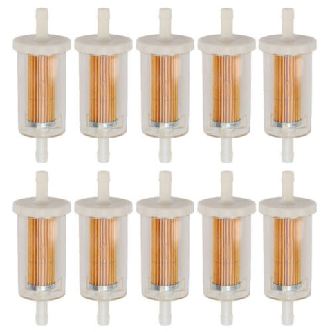 10-Pack 1/4-inch Fuel Filter For BS 695666 845125 691035 John Deere Z225 Z425 Z245 Z435 Z625 Z525E Z375R Z235 Z255 Z335E Z355E Z335M Mower Tractor