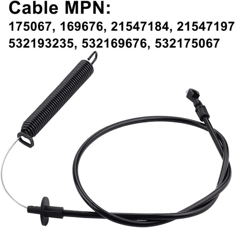 Hipa 532169676 Deck Clutch Cable for Craftsman 917270750 Lawn Tractor Husqvarna LT1000 LT2000 LT16542 42 inch Riding Lawn Mower Replaces 169676 175067