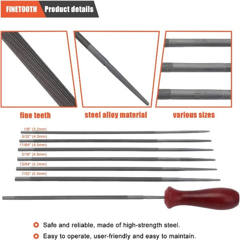 12-Pack Chainsaw Sharpening Kit W 5/32 3/16 7/32 1/8 11/64 13/64 inch Round Files Depth & Quick Check Gauge File Guide 6 Inch Flat File for Stihl