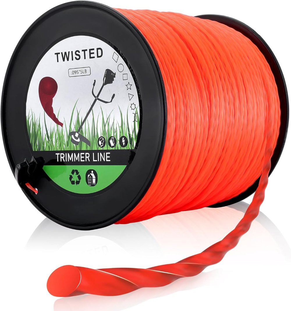 Hipa .095 5-Pound by 1889-ft Round Twist Commercial Trimmer Line in Spool Weed Eater with 2.4 mm/095-Inch Line Cutter Orange SOAK for 24H Before Using