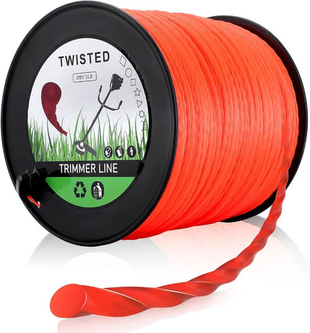 Hipa .095 5-Pound by 1889-ft Round Twist Commercial Trimmer Line in Spool Weed Eater with 2.4 mm/095-Inch Line Cutter Orange SOAK for 24H Before Using