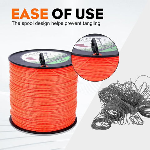 Hipa .095 5-Pound by 1889-ft Round Twist Commercial Trimmer Line in Spool Weed Eater with 2.4 mm/095-Inch Line Cutter Orange SOAK for 24H Before Using