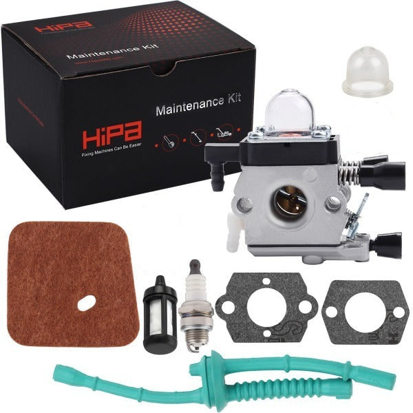 Hipa C1Q-S97 Carburetor Kit for Stihl FS55 FS 55 FC55 FS38 FS45 FS46 HL45 KM55 Engine 27.2cc Trimmer Weed Eater # C1Q-S186 C1Q-S187 C1Q-S53 C1Q-S291 4140-120-0619 4140-120-0612