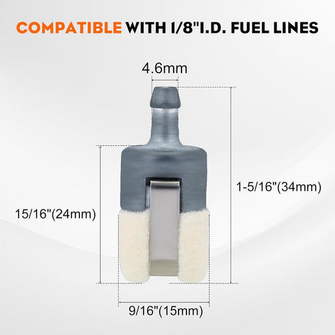 10-Pack 125-527 Fuel Filter for Echo PB250 PB250LN PB200 PB2100 PB2155 PE200 PE2100 PE211 ES210 ES250 Blower Mantis 7222 722E 7222M 7225 Tiller # A369000480