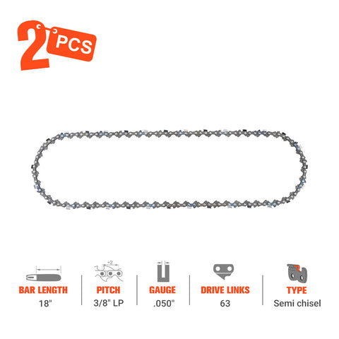 Hipa 91PXL063G saw chain 3/8 low profile 050 gauge 63 drive link