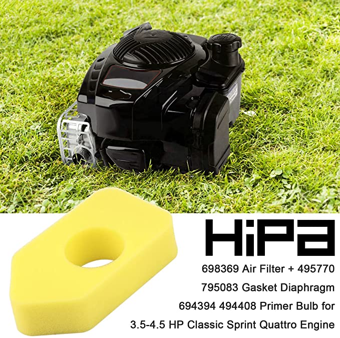 Hipa Air Filter Kit for 3.5-4.5 HP Classic Sprint Quattro Engine W 698369 Air Filter + 495770 795083 Gasket Diaphragm 694394 Primer Bulb