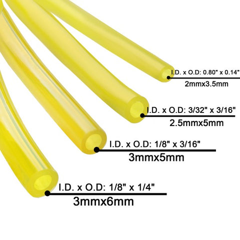 Hipa 4 Sizes 4-Feet-Each Fuel Line Hose Tube for 2-stroke Stihl Poulan Chainsaw Weedeater String Trimmer Leaf Blower I.D. x O.D. 3/32 x 3/16 1/8 x 3/16 1/8 x 1/4 .080 x .140 inch