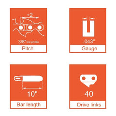 Hipa 3Pack 10" Pole Pruner Chain for Ryobi TP26 TP30 P540 P540A P540B P541 P542 P545 P546 CS1800 S20500 ZR15520 RY15520 RY40051 Saw