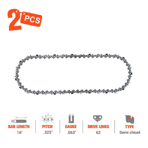 16 Inch Standard Chain .325 .063 62 DL For Stihl MS250 MS210 MS230 MS250C MS231 Chainsaw