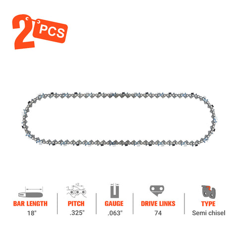 Hipa Ripping Chain .325" .063" 74 DL 18 Inch For Stihl MS360 MS261 MS260 MS290 028 Super 029 Chainsaw