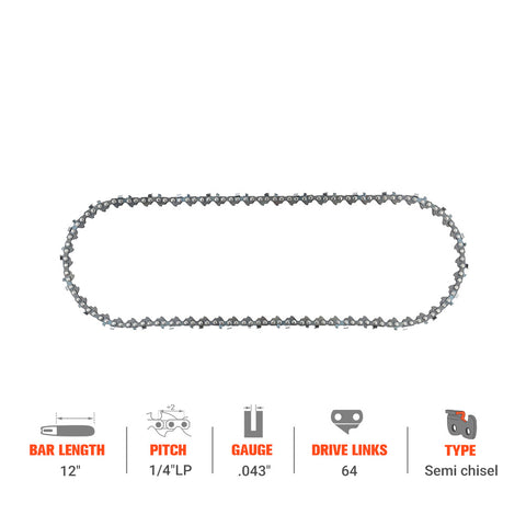 Hipa Standard Chain 1/4 .043" 64 DL 12 Inch For Stihl HT70 HT75 HT100 HT130 MSA160C HT73 MSA160T Chainsaw # 71 PM3 64