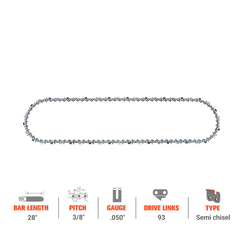 Hipa Chainsaw Chain 3/8" .050" 66 DL 18 Inch For Poulan Craftsman Stihl MS290 029 MS310 MS360 MS390 Chainsaw